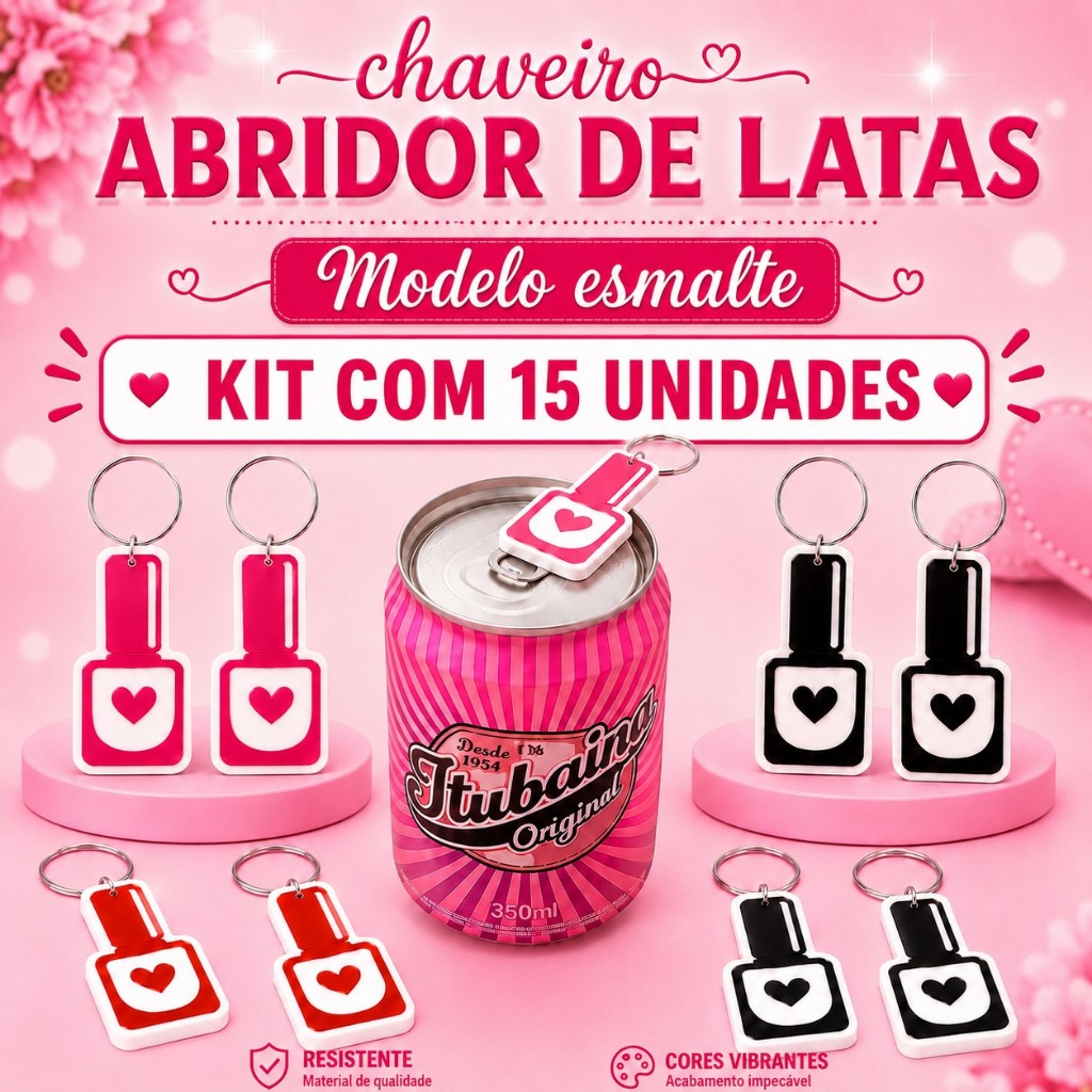 Chaveiro Abridor de Latas Modelo esmalte para brindes, lembrancinhas Preserva sua Unha Item Delicado Feminino