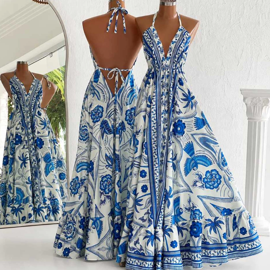 Vestido Indiano Longo Boho Chic estampado Hippie Chic Baju India com ajuste de regulagem veste ate um Plus size
