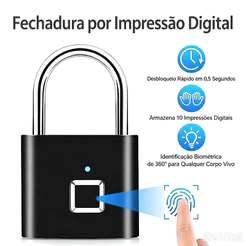 Mini Cadeado De Impressão Digital Inteligente Bloqueio De Senha À Prova D"água Antirroubo De Carregamento USB