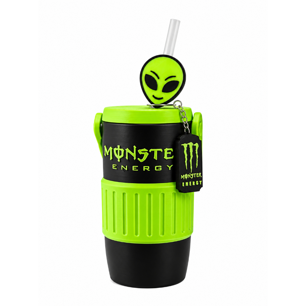 Porta Lata Térmico Monster Energ | Design Exclusivo, Mantém Gelado por Mais Tempo + Canudo + Coração + Abridor Monster