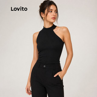 Lovito Regata Feminina Gola Assimétrica Lisa TKB83ED126