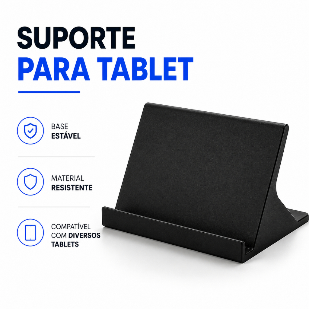 Suporte para Tablet de Mesa – Compacto, Resistente e Estável | Universal