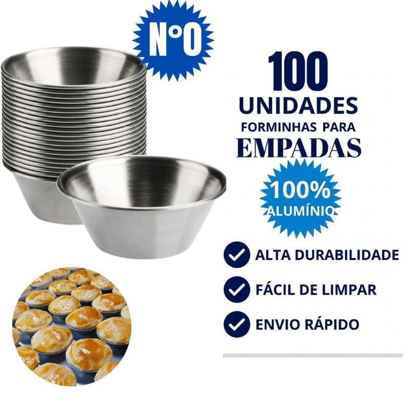 Kit 100 Mini Forminhas de Empada N°0, Mini, Buffet,Festa, Aniversário, revendas