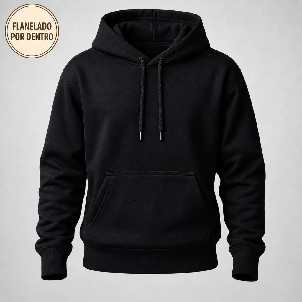 Moletom Canguru Algodão Unissex Blusa de Frio Flanelado Masculina Feminina com Capuz Bolso Frontal