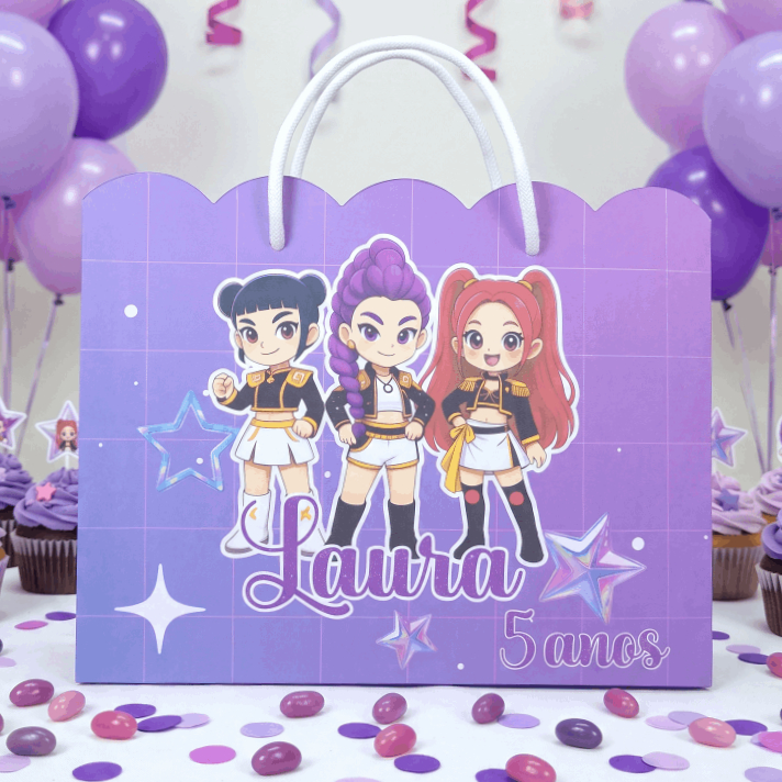 Sacolinha (G) Personalizada Lembrancinha Guerreiras do Kpop 2.