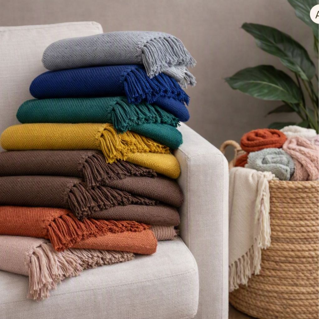 Manta para Sofá Peseira Cama 100% Algodão Trama Escama Diversas Cores 1.80x1.20m Tamanho Ideal para Decorar e Proteger