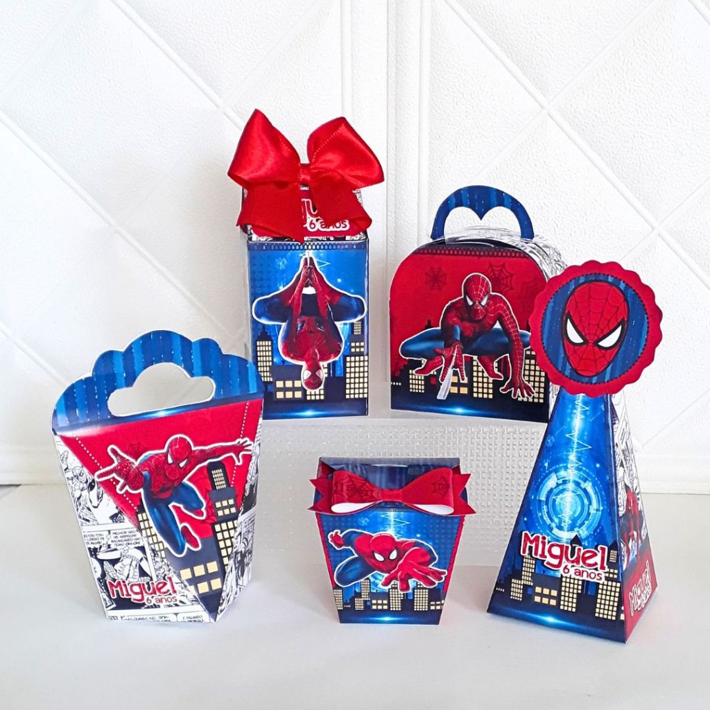 Kit Festa Homem Aranha Personalizada Lembrancinha Caixinhas Aniversário Infantil PEGUE MONTE