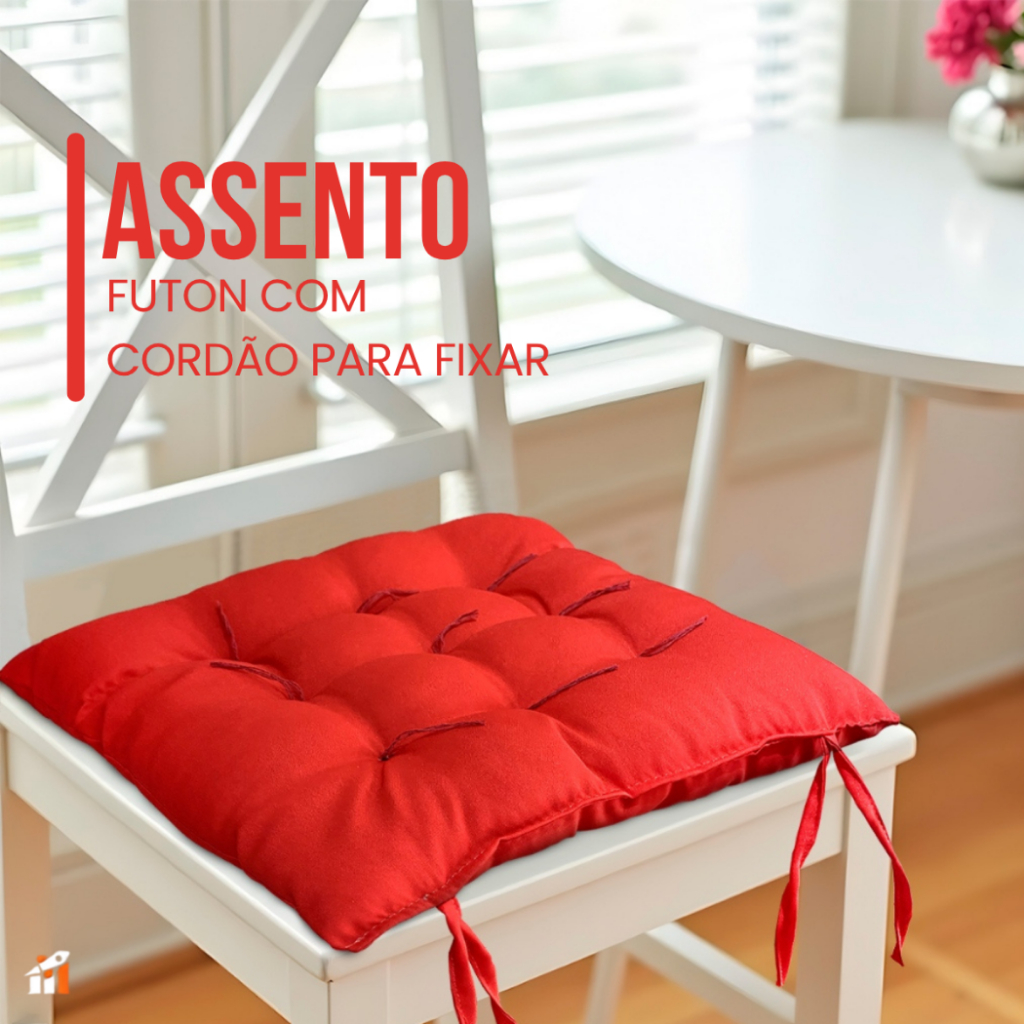 Kit com 04/06 almofada Assento Futon para Cadeira 40X40 Oxford (com rabinho) Para bancos e cadeiras