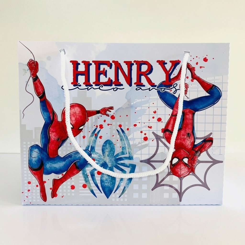 Kit Sacolinha Personalizada Homem Aranha Pegue e Monte Lembrancinha Festa Aniversário Spider Man