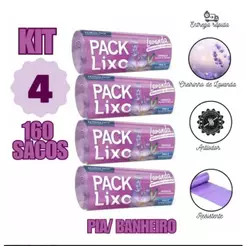 Kit 4 Sacos Para Lixo Pia e Banheiro Perfumado Lavanda - 160 sacos