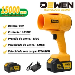 Soprador De Folhas Turbo DeWEN Portátil Recarregável Baterias 88v Potente Limpeza Carros,Potente Limpeza Interna