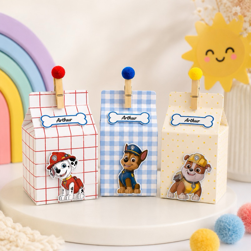 CAIXA MILK PATRULHA CANINA com aplique 3D - LEMBRANCINHA DE ANIVERSÁRIO