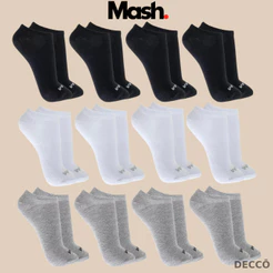 Kit Com 12 Pares de Meias Sport Mash Cano Curto em Algodao Unissex Para Corrida Caminhada