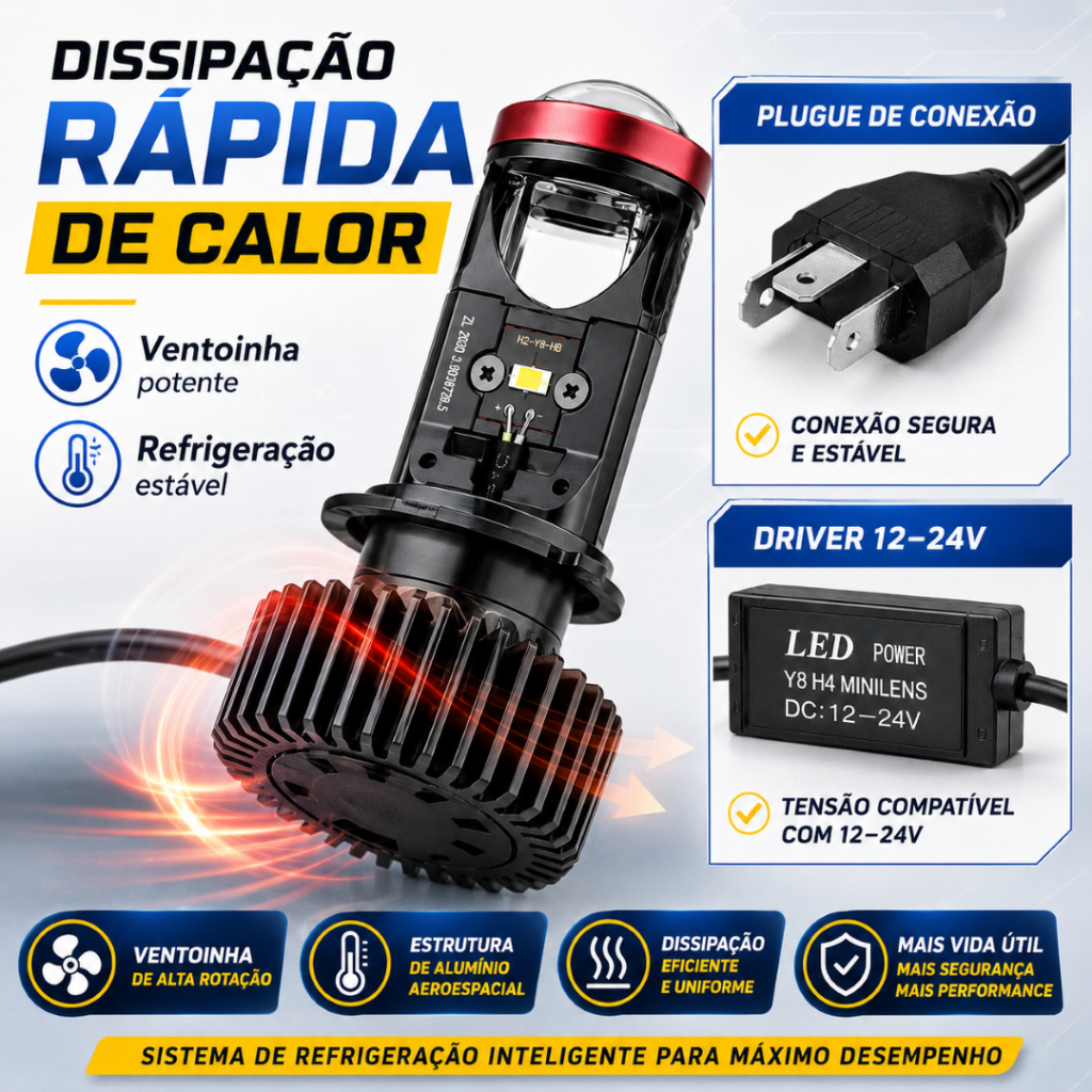 [1 Par] Lâmpada LED para carro Y8 H4 Lâmpada LED para farol — imagem 2 de 2