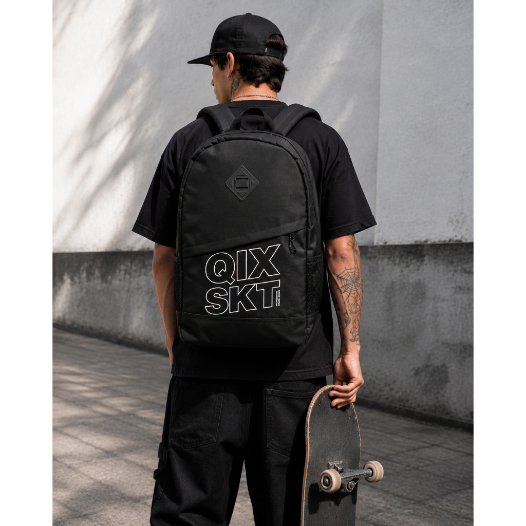 Mochila QIX International Basic Bag Preta Original Escolar Trabalho Moda Street
