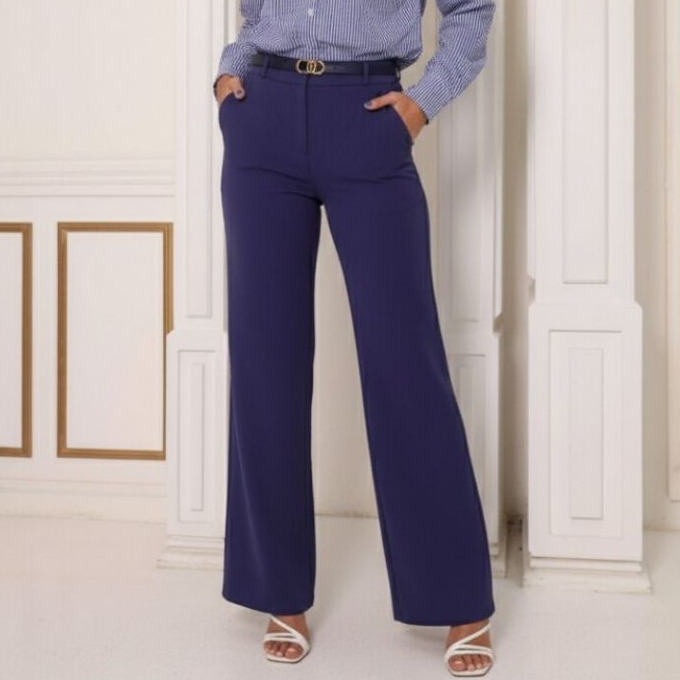 Calça Pantalona Feminina Alfaiataria Social Look Executivo Confortável Cintura Alta Envio Imediato