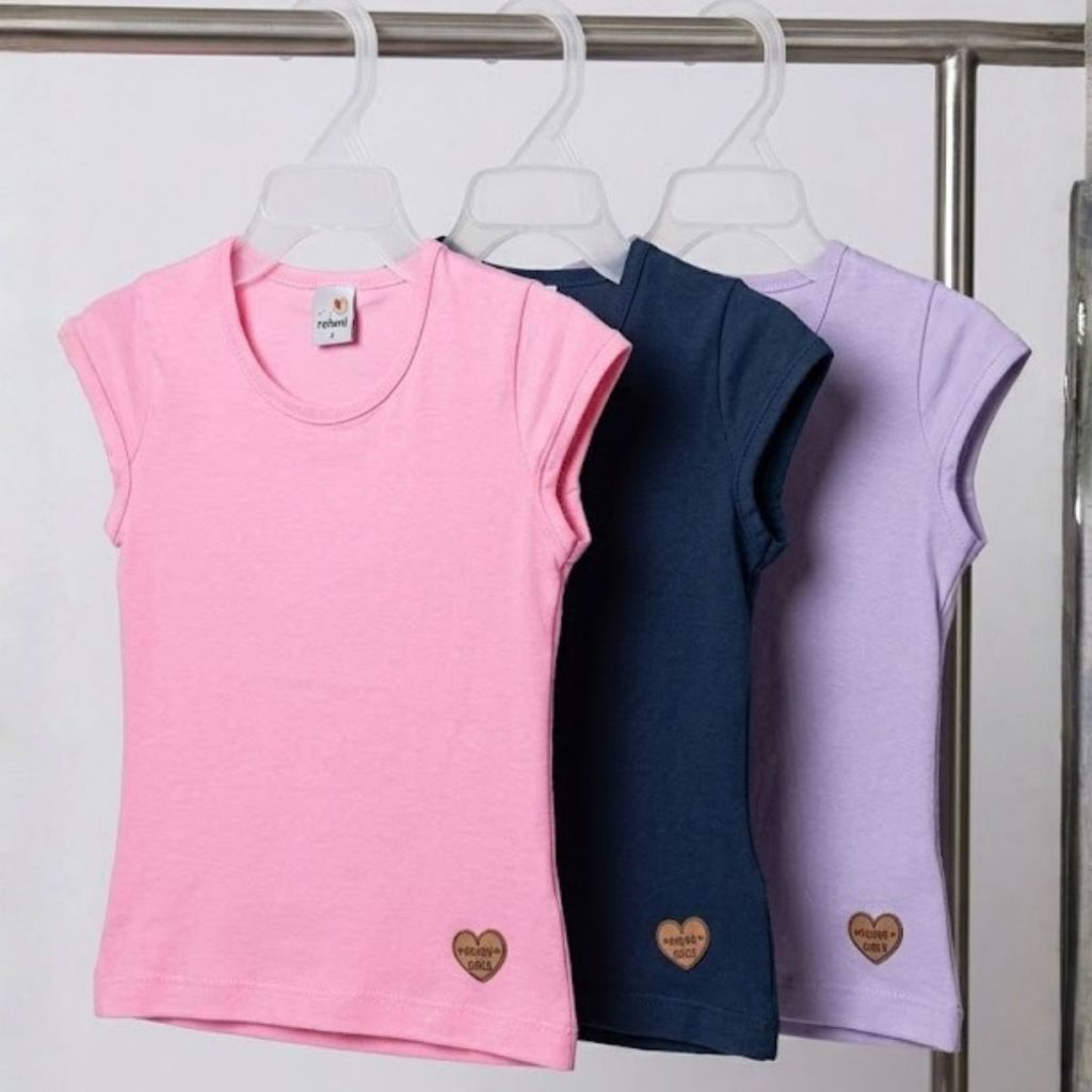 Kit Blusa Infantil Menina 100% Algodão Lisas | Camiseta Infantil Menina blusa feminina inf