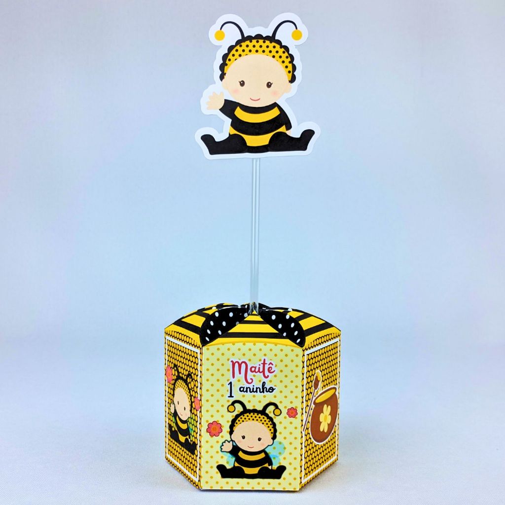 Kit 5 a 25 Centro de Mesa Abelhinha Personalizado Lembrancinha Festa Aniversário Enfeite Caixinha