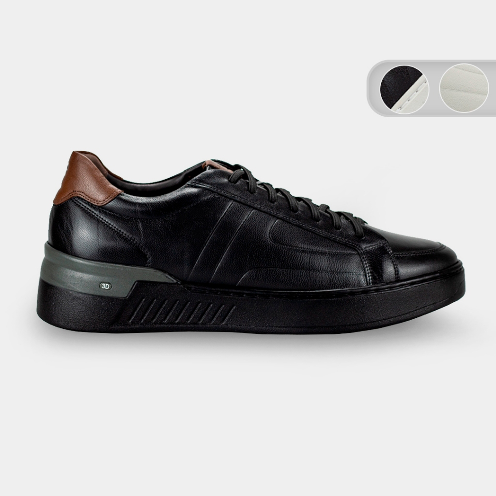 Sapatenis Jota Pe Power Light 5G Couro Legítimo Elástico Masculino 84800