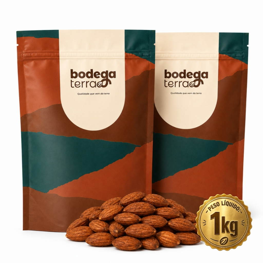 Amêndoa Defumada 1Kg ou 500g Pouch Saco Embalagem Premium Sem Glúten Castanhas Natural Premium