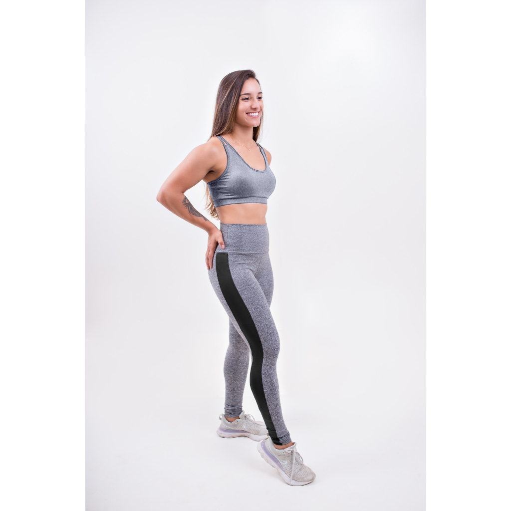 Calça Legging Feminina Cós Alto Suplex Academia Treino Ginástica Lisa Estampada Com Faixa Modela o Corpo