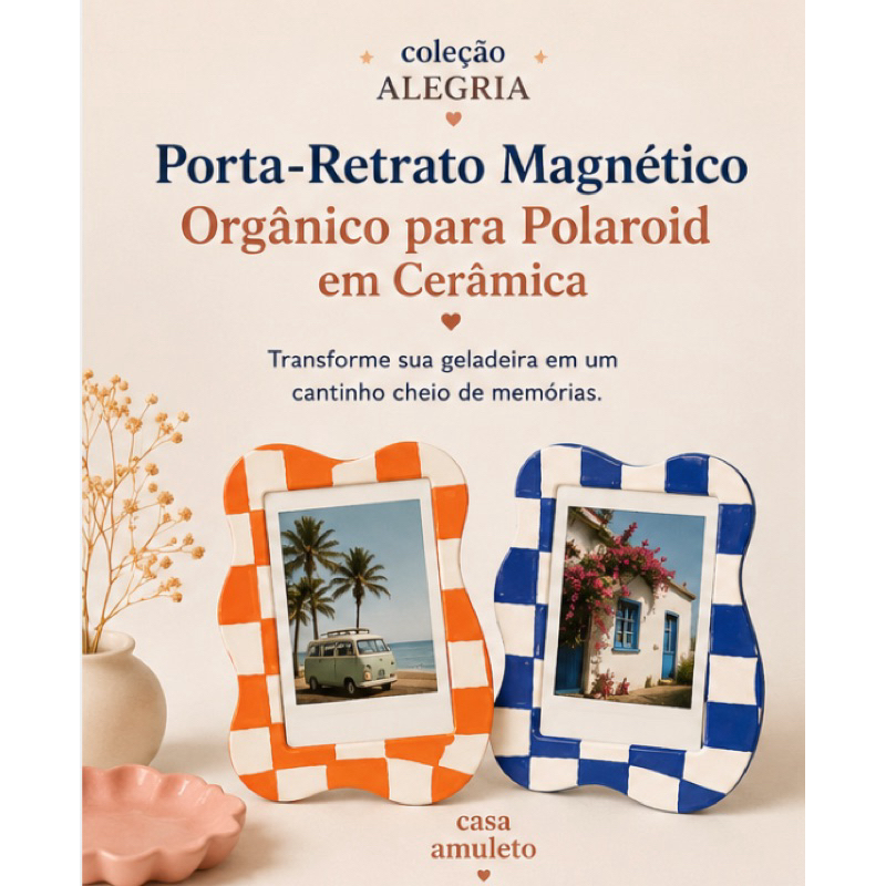 Porta-Retrato Magnético Orgânico para Polaroid em Cerâmica | Feito à Mão | Coleção Alegria — imagem 2 de 2