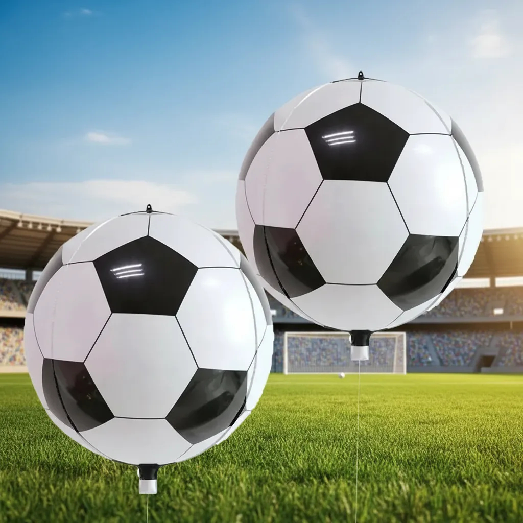 Balão Metalizado Bola de Futebol 4D 55cm 22 Polegadas Festa Decoração enfeite