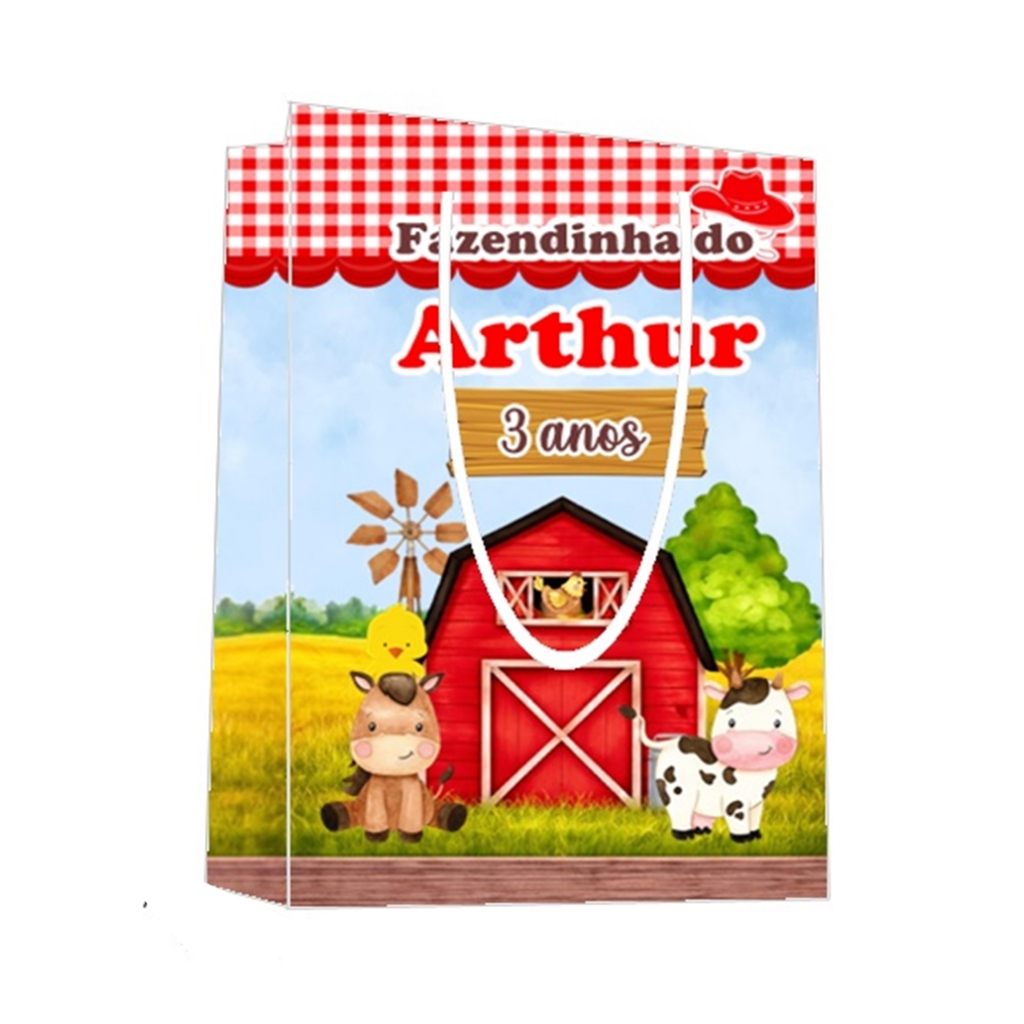 Sacolinha Fazendinha Personalizada para Aniversário/ Lembrancinha Festa Infantil / Qualquer nome e idade