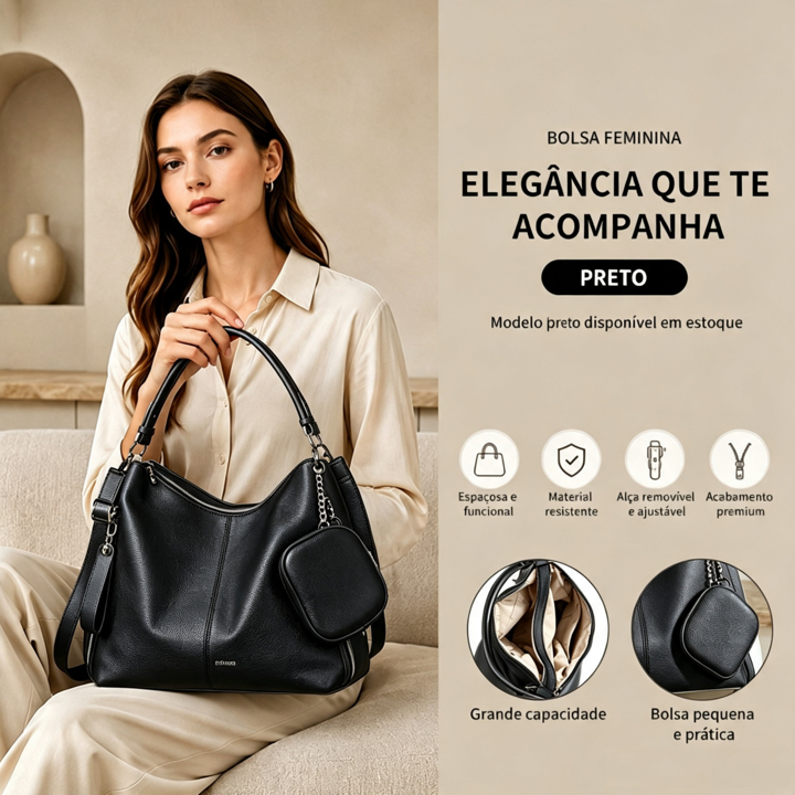 TOMI MITO Bolsa Mochila Grande De Ombro e Transversal Feminina De Couro PU B303