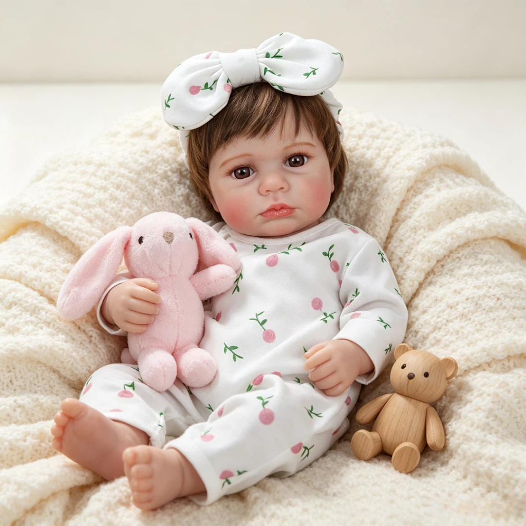 Bebê Reborn 48cm Silicone Bonecas Loulou Infantil Menina Pode dar Banho