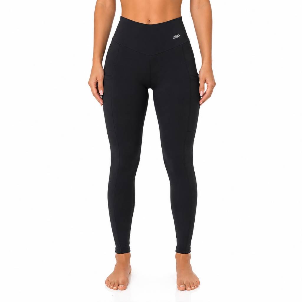 Legging Fitness Feminina Cós Alto Blackout Move Pro Zero Transparência Bolsos Laterais Academia Treino Altiê