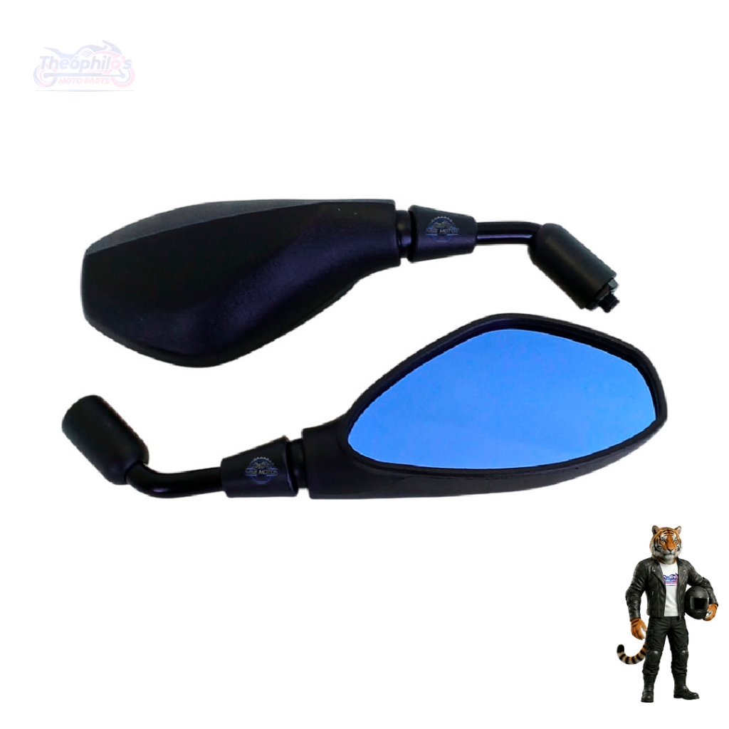 PAR DE RETROVISOR BMW FIXO HASTE CURTA ROSCA HONDA COM LENTE AZUL