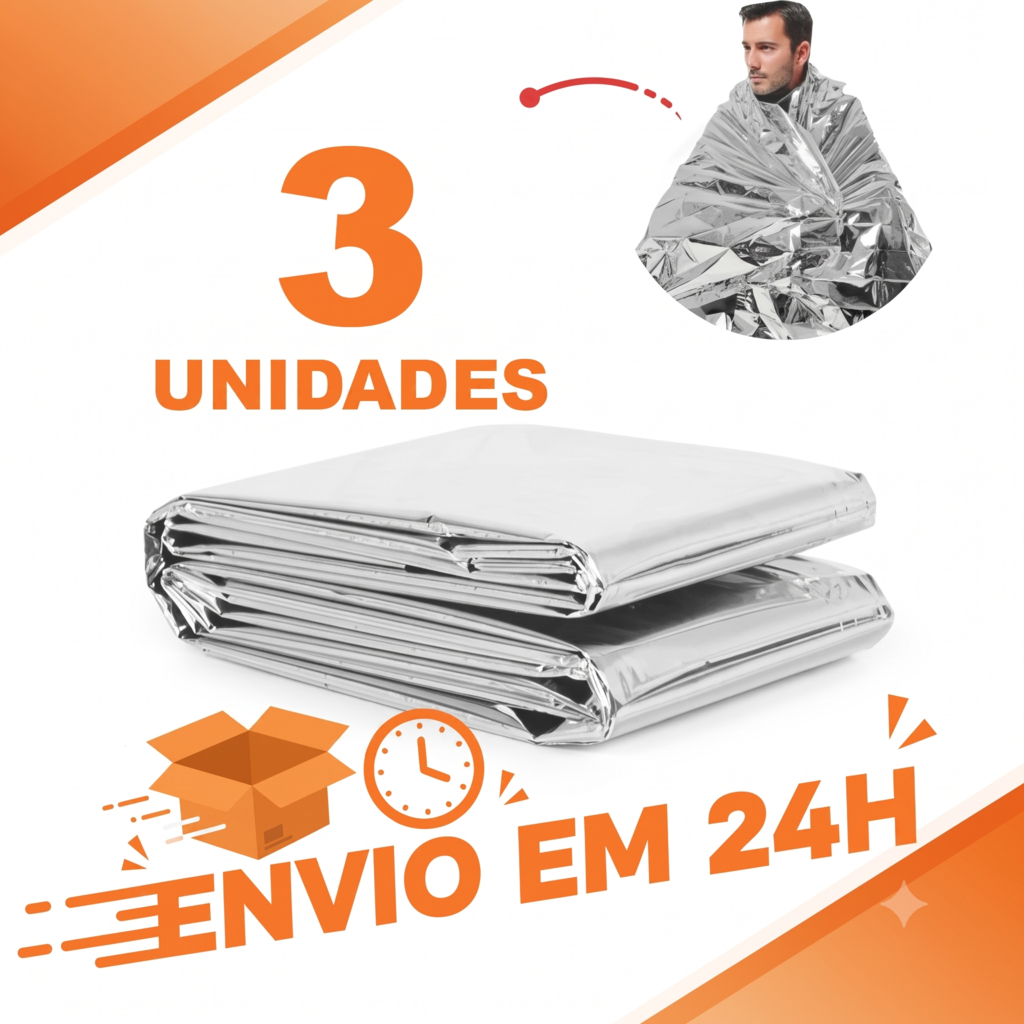 Kit 3Un Manta Térmica Aluminizado Para Resgate, Emergência e Camping Isolamento Térmico