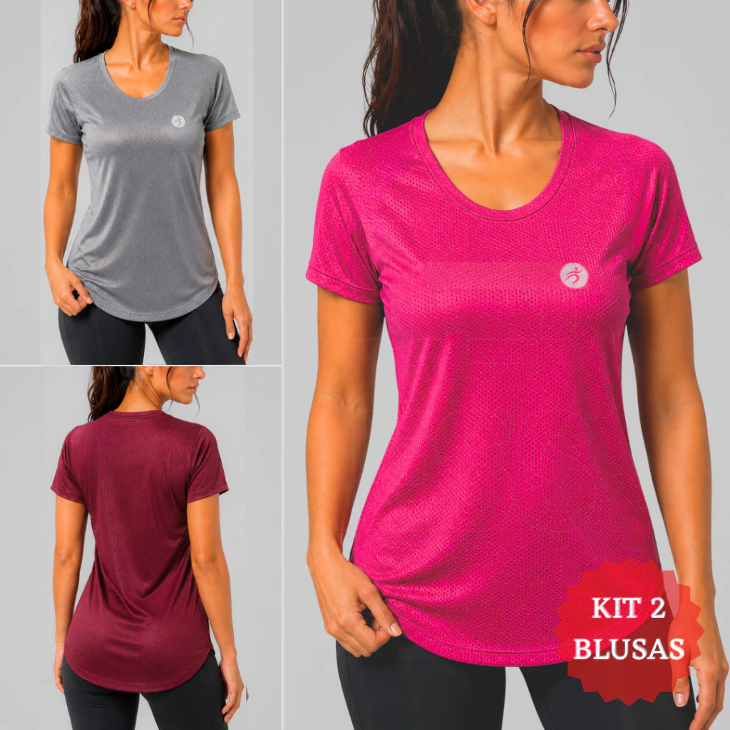 Kit 2 Blusa Feminina Tapa Bumbum Dry Fit Academia Fitness Lisa