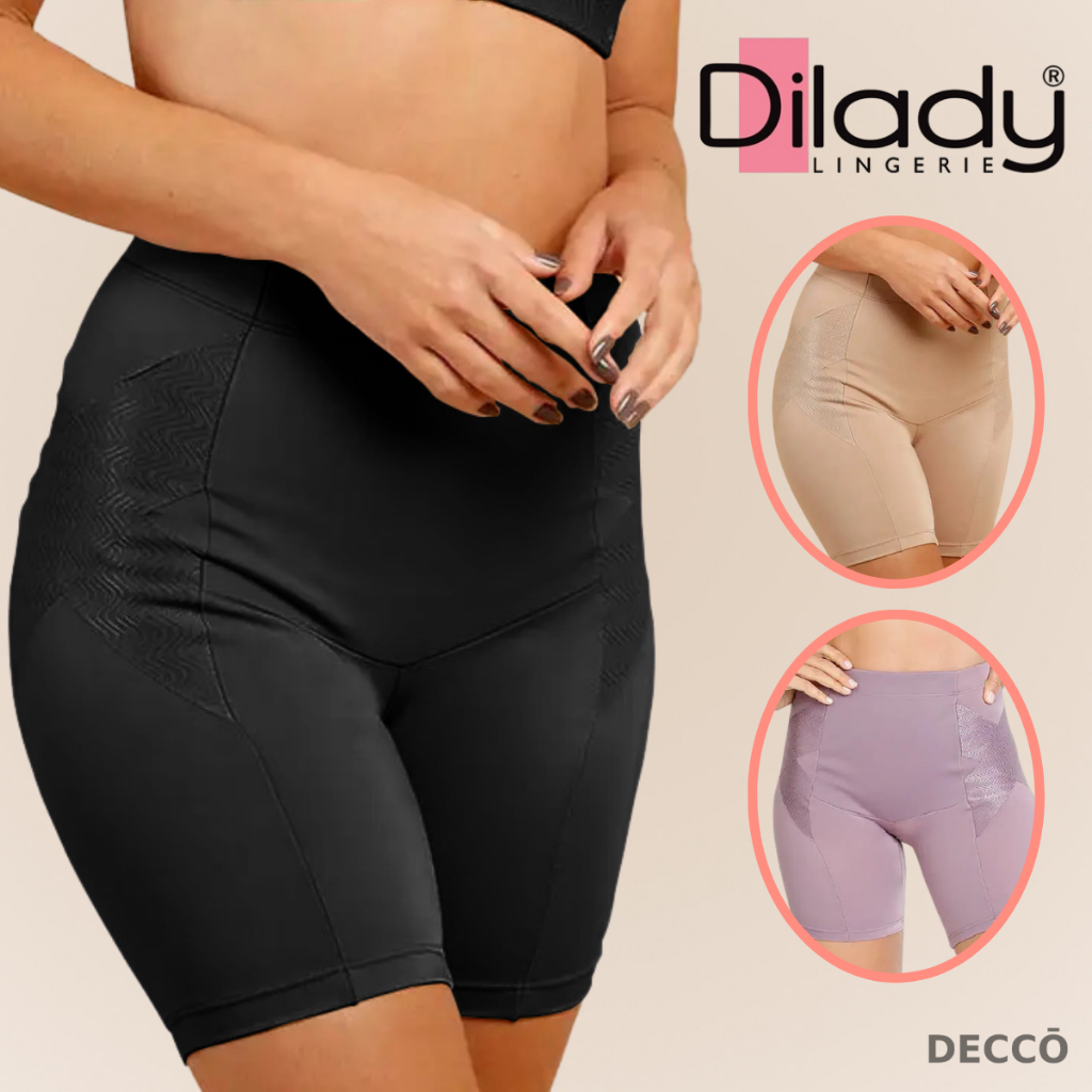 Bermuda Culote Dilady Control Zero Barriga Cintura Alta com Sobreposição em X Ex
