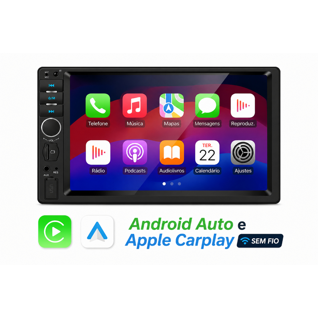 CENTRAL MULTIMÍDIA FIRST OPTION 8100CA 7" ANDROID AUTO E APPLE CARPLAY SEM FIO B