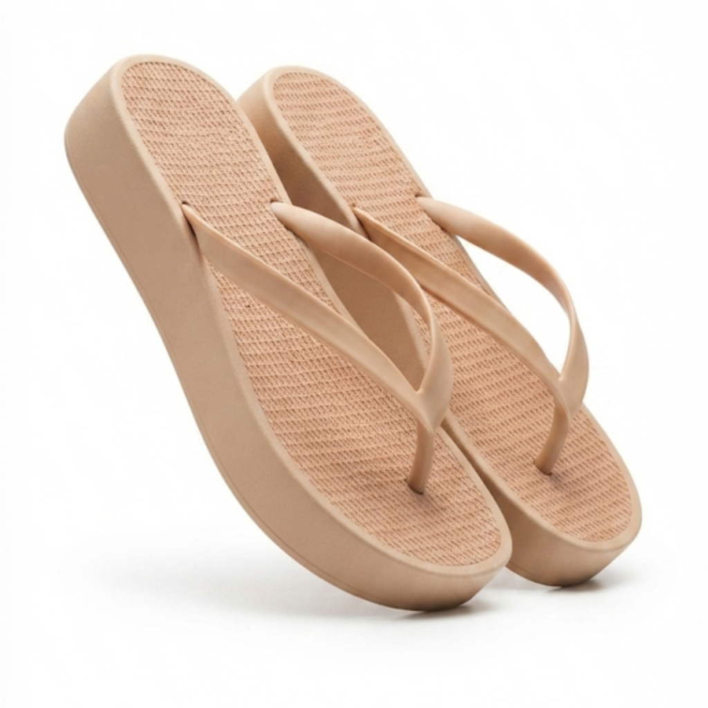 Chinelo Feminino Plataforma 4cm Anabela Tamanco De Dedo Leve Confortável Antiderrapante