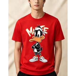 Camiseta Patolino Daffy Estilo Urbano Streetwear Vermelha - Confortável, Estampada de Alta Qualidade Desenho