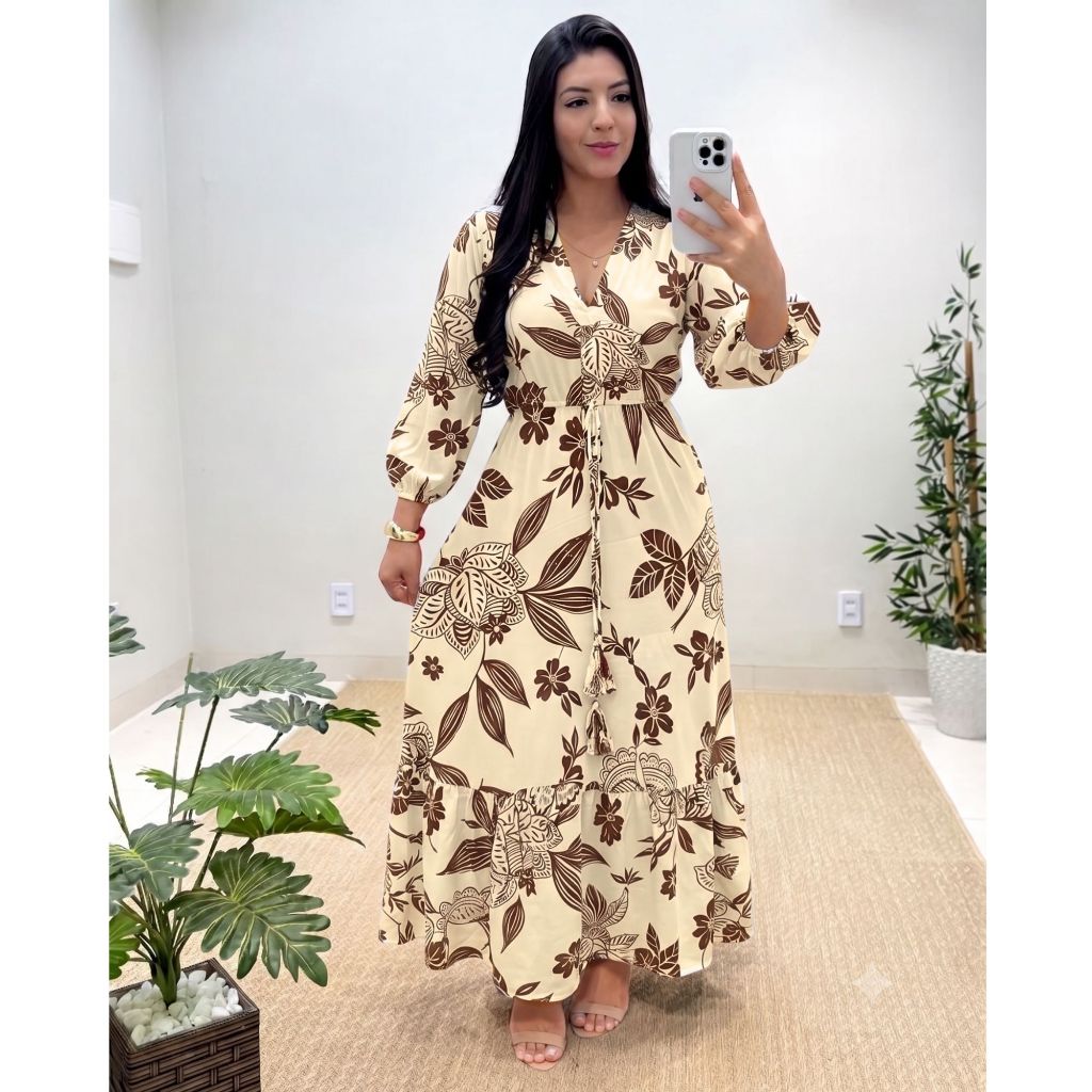 VESTIDO LONGO FEMININO NOVOS ESTAMPADOS Tecido duna e crepinho  não amassa , tamanho M-G-GG-G1