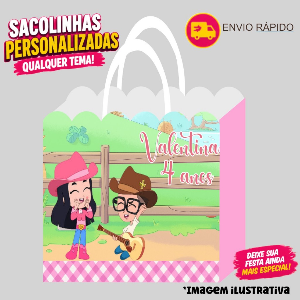 Sacolinha BOIADEIRINHA Personalizados | Sacolinha | Lembrancinha  Mimos | Aniversário (PEGUE E MONTE) TURMA DA BOIADEIRA