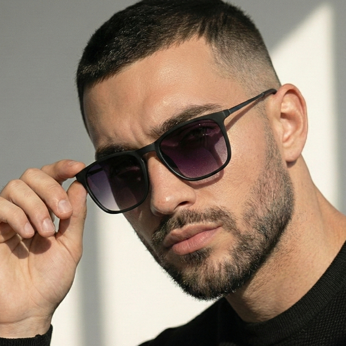Óculos de Sol Quadrado Preto Degradê Premium Tendencia Verão Fino Classico uv400 Masculino Feminino