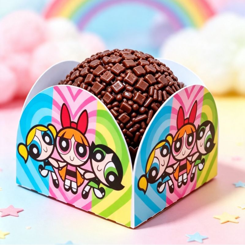 60/120/180 Forminhas Doces/Brigadeiro Personalizada Meninas Super Poderosas-Festa de Aniversário.