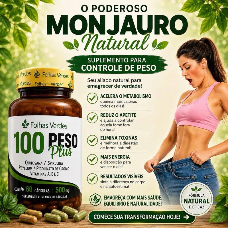 100 PESO - Quitosana + Spirulina + Psyllium + Cromo + Vitamina A e C | Suplemento Alimentar Original | 600mg — imagem 1