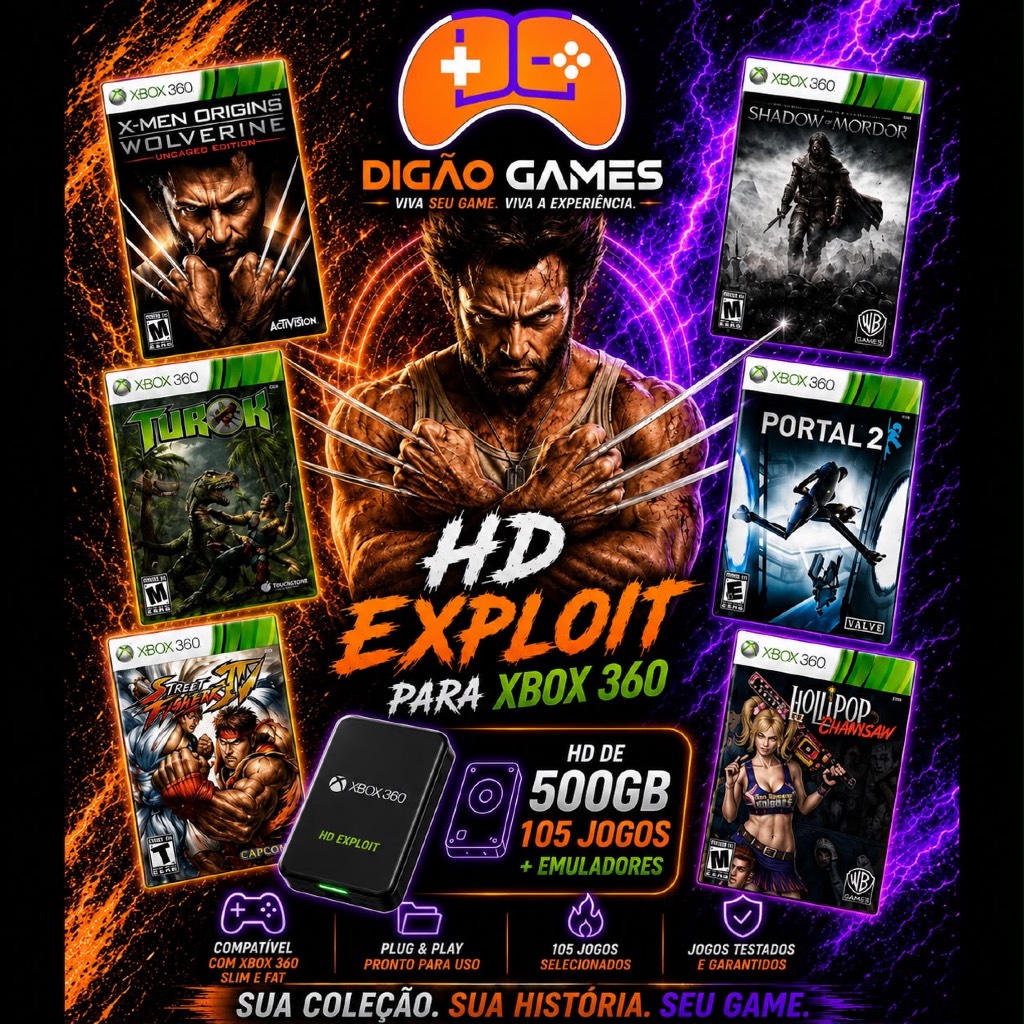 HD Xbox 360 105 jogos Xbox oficial + 200 jogos retrô