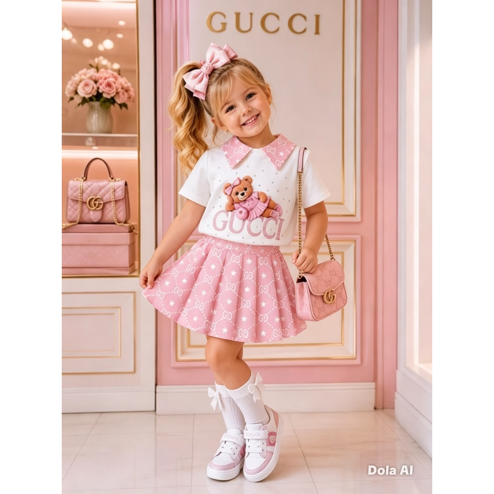 Conjunto Feminino Infantil Polo Moletinho Estampado Colorido Patricinha Blogueirinha  04 ao 12