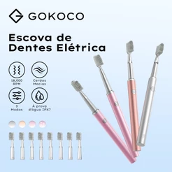 GOKOCO Escova de Dentes Eletrica 18000RPM 3 Modos são ajustáveis A prova d'agua IPX7