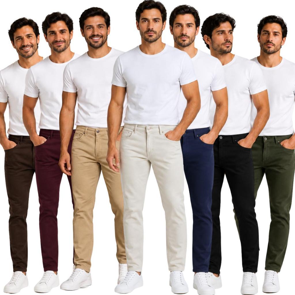Calça Masculina Esporte Fino Sarja Com Elastano Social Casual Para Trabalho