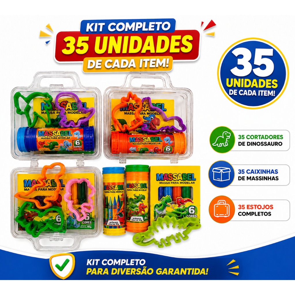35 Maleta Acrilica + 35 Bolha De Sabao + 35 Cortadores Molde +35 Massinha Modelar Kit Lembrancinha