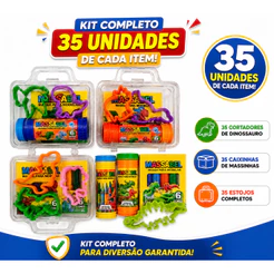 35 Maleta Acrilica + 35 Bolha De Sabao + 35 Cortadores Molde +35 Massinha Modelar Kit Lembrancinha