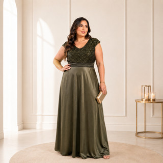 Vestido Feminino Longo Elegante Festa Casamento Formatura Plus Size e Slim- Jayni